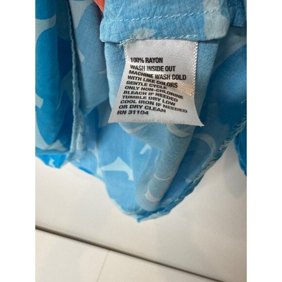 Crown and Ivy Top Womens Peasant 3/4 Sleeve Blue Orange Printed Plus Size 1X - Picture 7 of 12